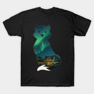 Fox cityscape - Aurora Borealis T-Shirt